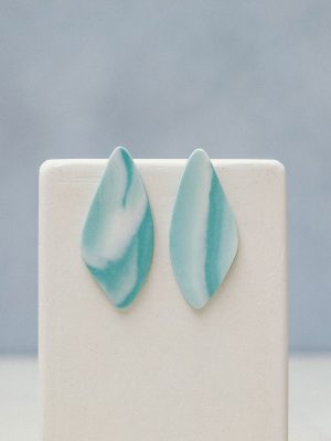 Pendientes de porcelana azul