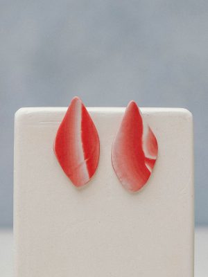 Pendientes de porcelana en rojo