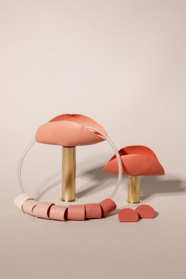 imagen de producto esculturas collar y pendientes de porcelana en coral